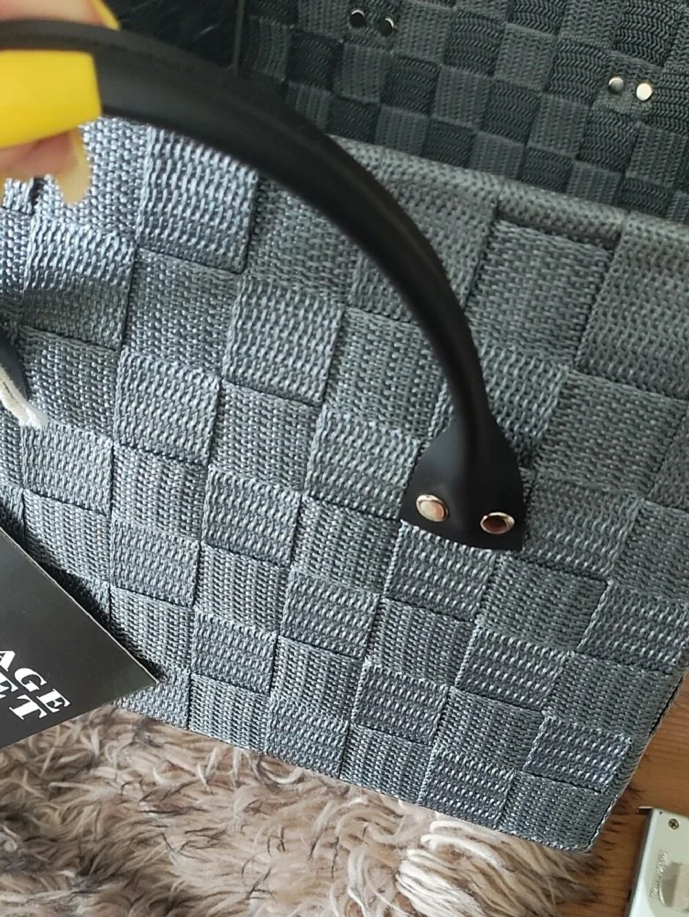 Gray Woven Storage Basket with Handle - Home Accents